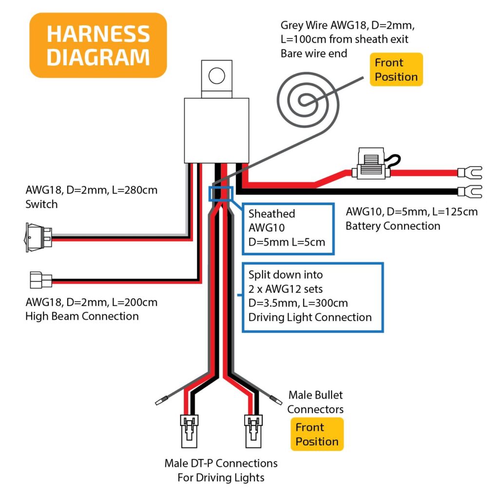 NX215 – Heavy Duty Wiring Harness Kit For 2 x Driving Lights (With DT-P Connection)