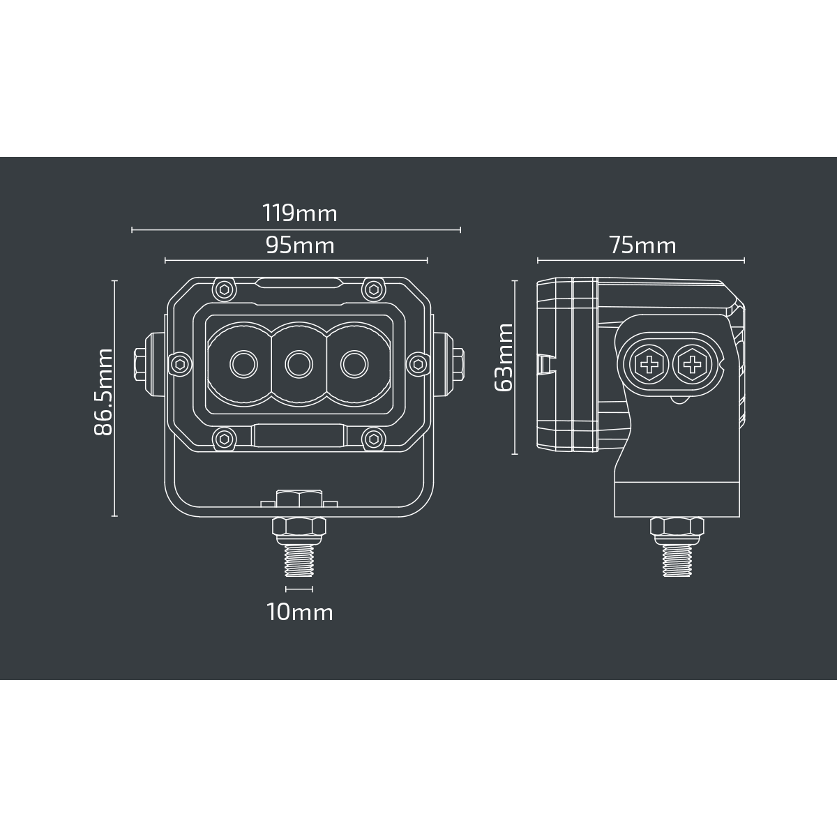 NX513 – 3.7″ x 2.5″ LED Work Light 12-24V | 2400 Lumen | 30W