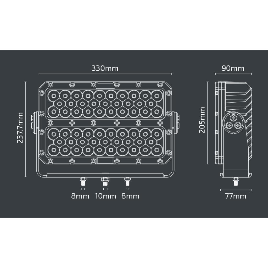 NX525 – 13″ x 8″ LED Work Light 12-24V | 46,400 Lumen | 580W