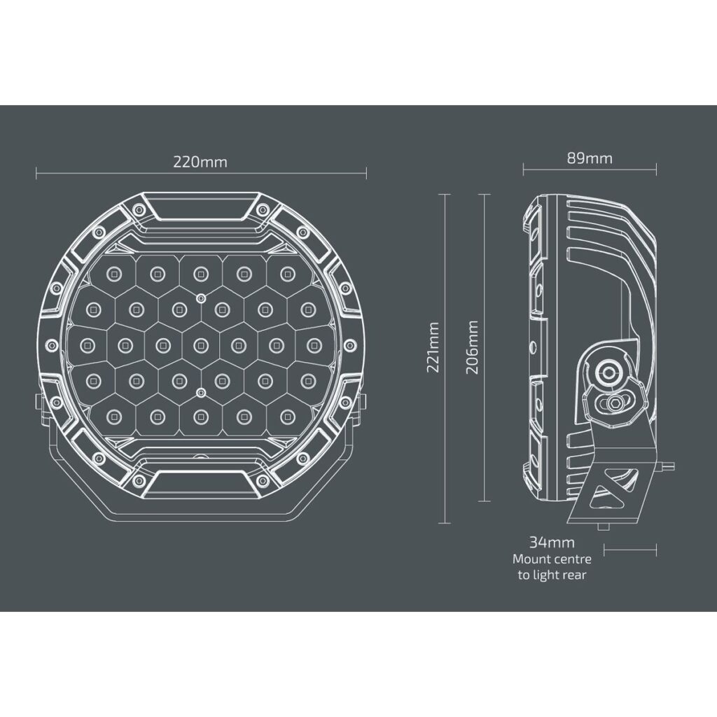 NX930 – 8.5″ LED Driving Light with Dual-Colour Front Position Lights | 16,500 Lumens! (33,000 Lumens/pair)